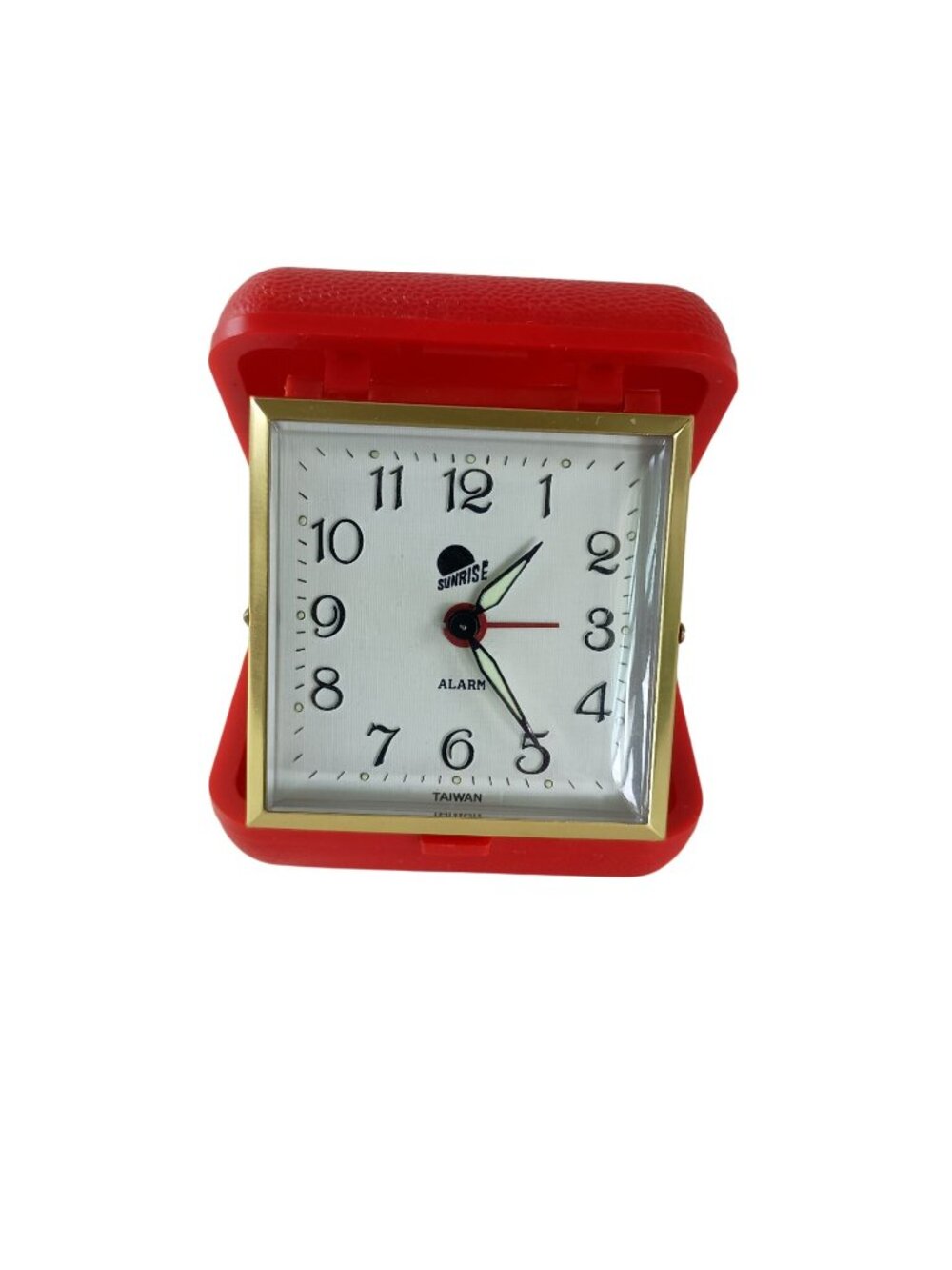 Sunrise Wind-Up Travel Alarm Clock Plastic Red Vintage - Picture 2 of 7